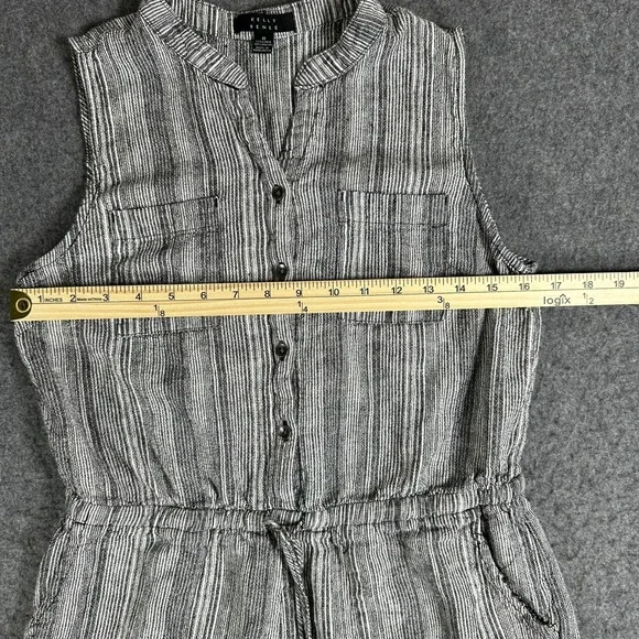 Kelly Renee Women's Striped Sleeveless Romper Drawstring Waist Pockets Casual - Picture 5 of 11